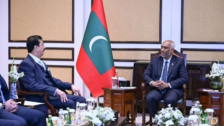 ޕާކިސްތާނުގެ ސެނެޓުގެ ޗެއާމަން، ރައީސް މުޢިއްޒުގެ އަރިހަށް އިޙްތިރާމުގެ ޒިޔާރަތެއް ކުރައްވައިފި